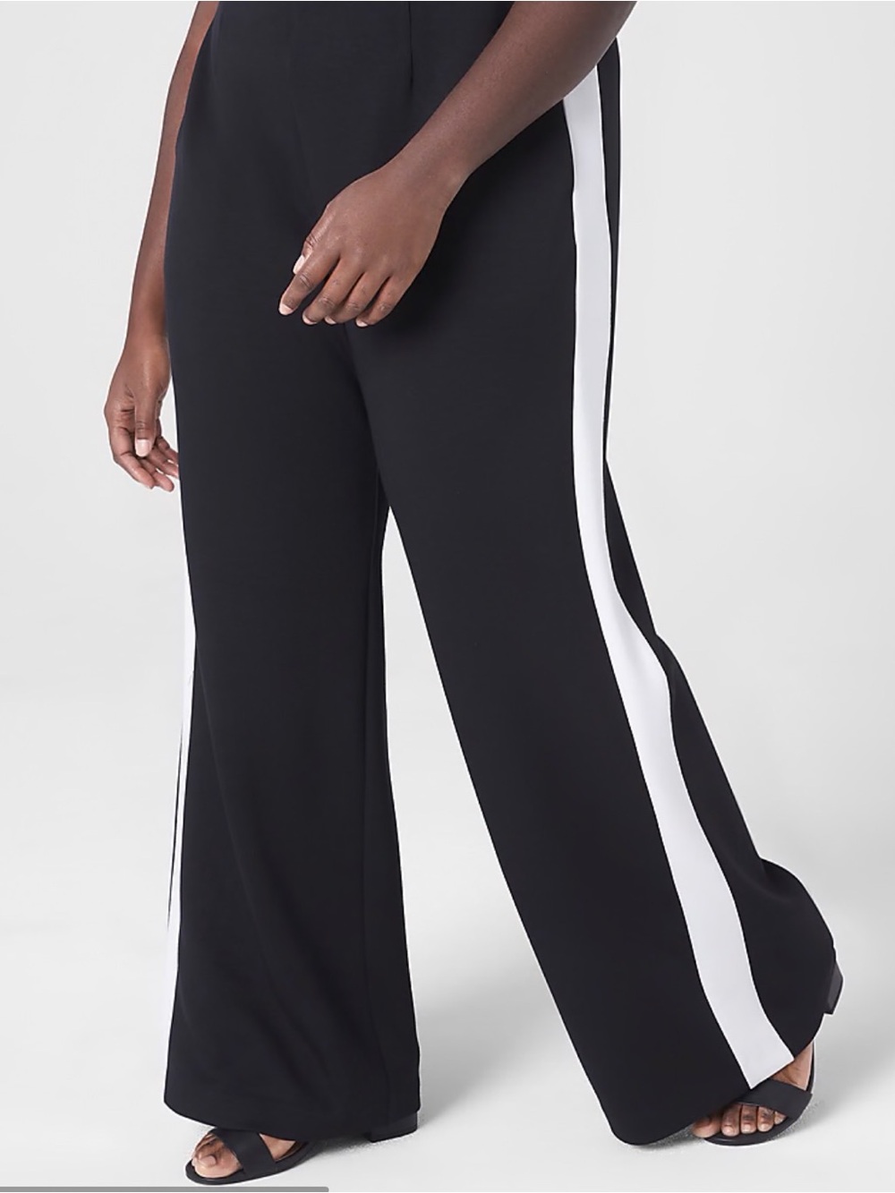 Lane Bryant Journey Black Wide-Leg Pants w/White Side Stripe NWT Size 16 - Picture 4 of 7